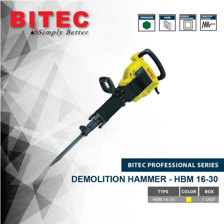 BITEC Demolition Hammer Mesin Bobok Beton 1750W Vibration Control Hexagon Bit + Case HBM 16-30 HB