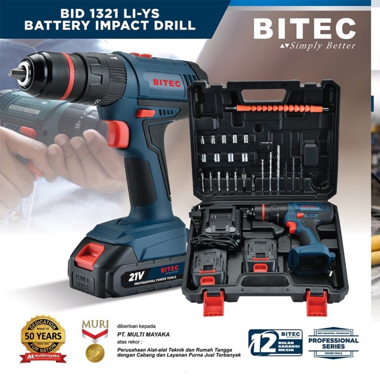BITEC Bor Baterai 13mm 21V Impact Drill 1500mAh Fast Charging Garansi Resmi 1 Tahun BID 1321 LI-YS
