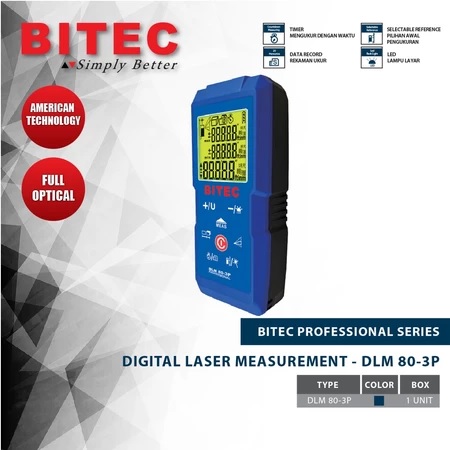 BITEC Digital Laser Meter Alat Pengukur Jarak Digital 80 Meter Laser Measure Presisi DLM 80-3P