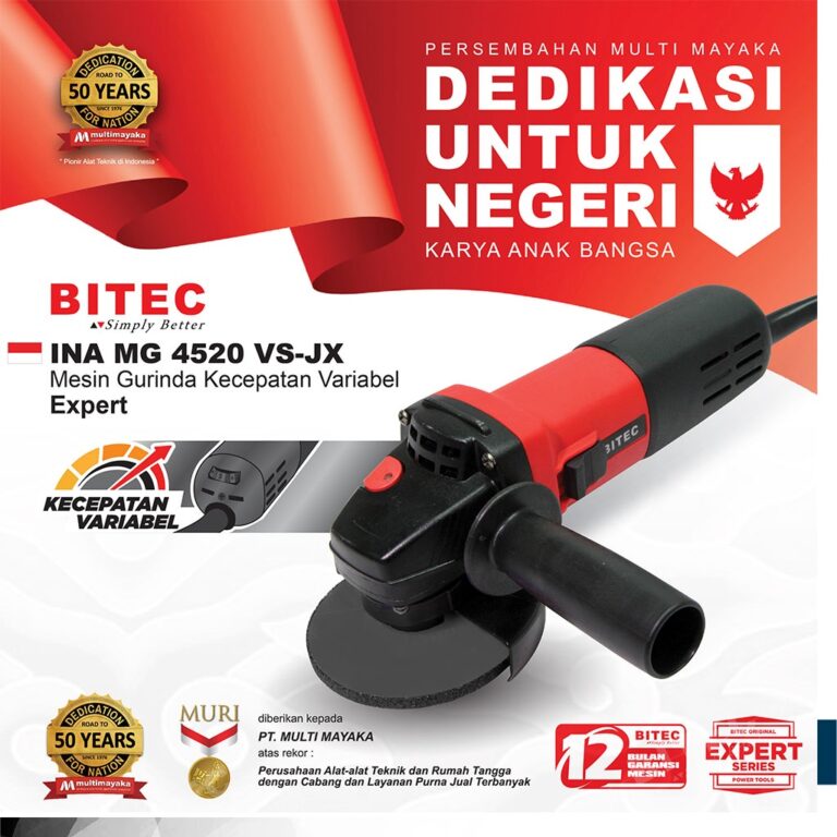 BITEC Gerinda Listrik 520W Pengatur Kecepatan 100mm Garansi Resmi 1 Tahun INA MG 4520 VS-JX