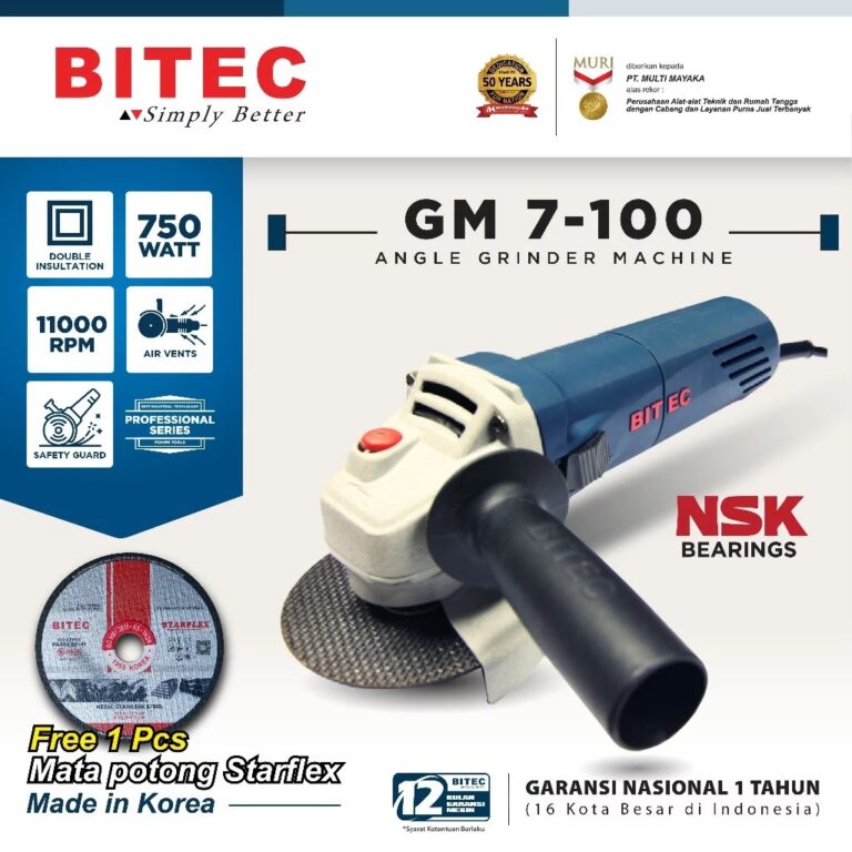 BITEC Gerinda Tangan 4 Inch 750W Small Grinder Profesional Garansi Resmi 1 Tahun GM 7-100