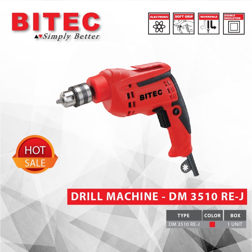 BITEC - MESIN BOR TANGAN EXPERT 350W 10MM - DM 3510 RE-J - GARANSI RESMI 1 TAHUN