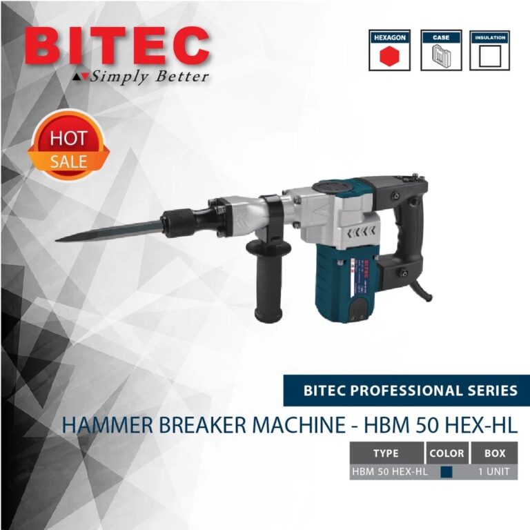 BITEC Mesin Bobok Beton 1050W Hammer Breaker Hexagon 17mm + Case Besi HBM 50 HEX-LW