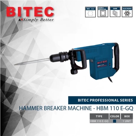 BITEC Mesin Bobok Beton Hammer Breaker SDS MAX 1500W Bobok Tembok Beton HBM 110 E-ZZ