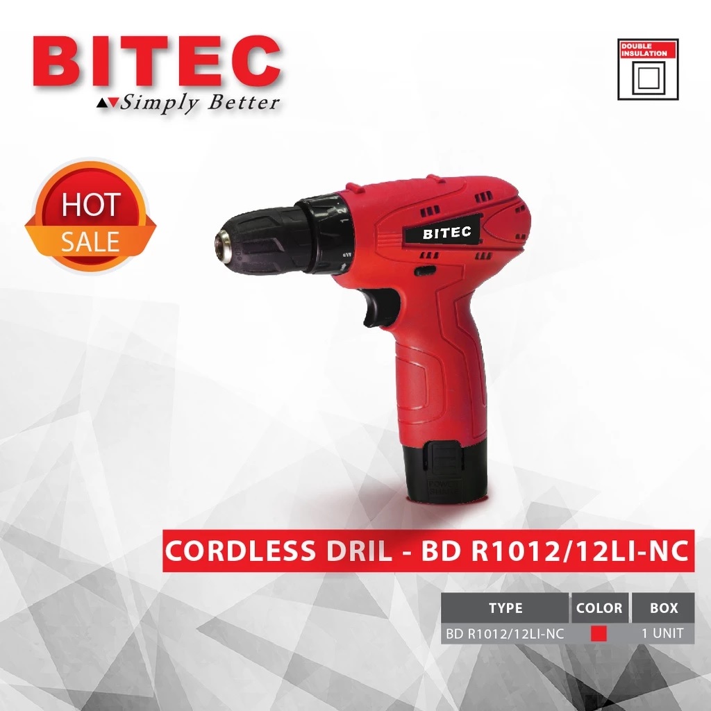BITEC Mesin Bor Baterai 12V Expert Cordless Drill Lithium Bor Kayu & Besi BDR 1012/2Li-NC