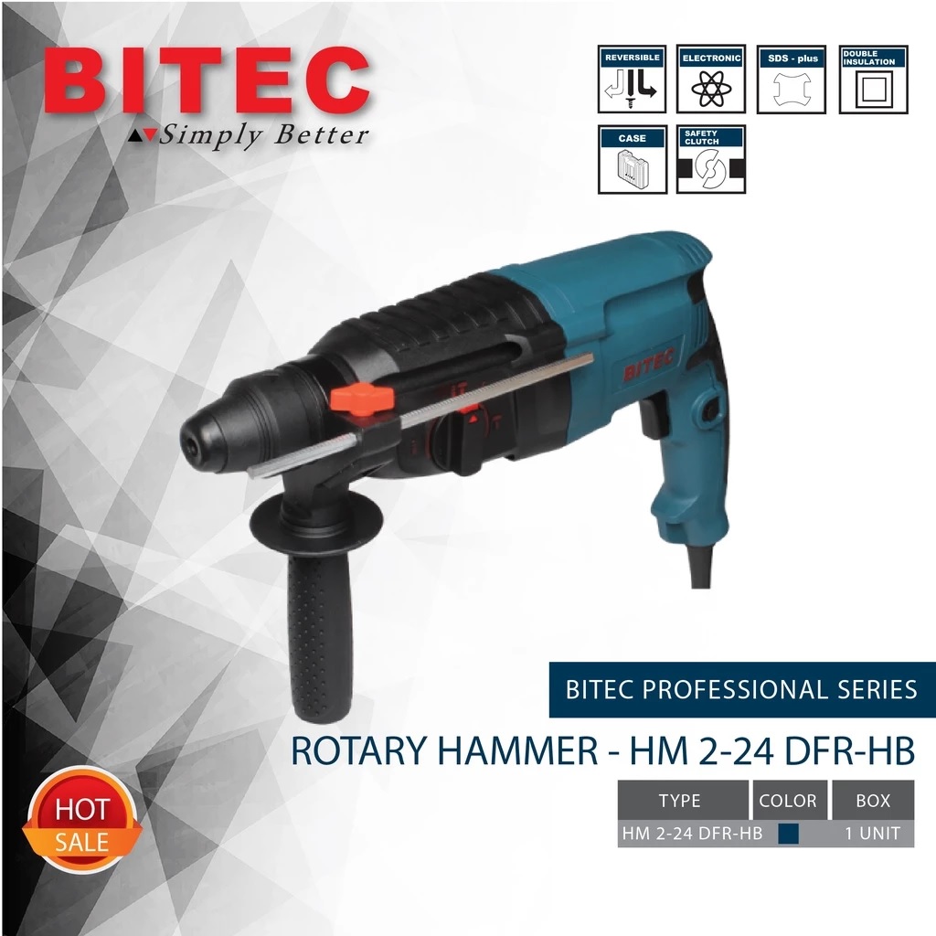 BITEC Mesin Bor Beton SDS-Plus 750W Professional Rotary Hammer Garansi Resmi 1 Tahun HM 2-24 DRE-HB