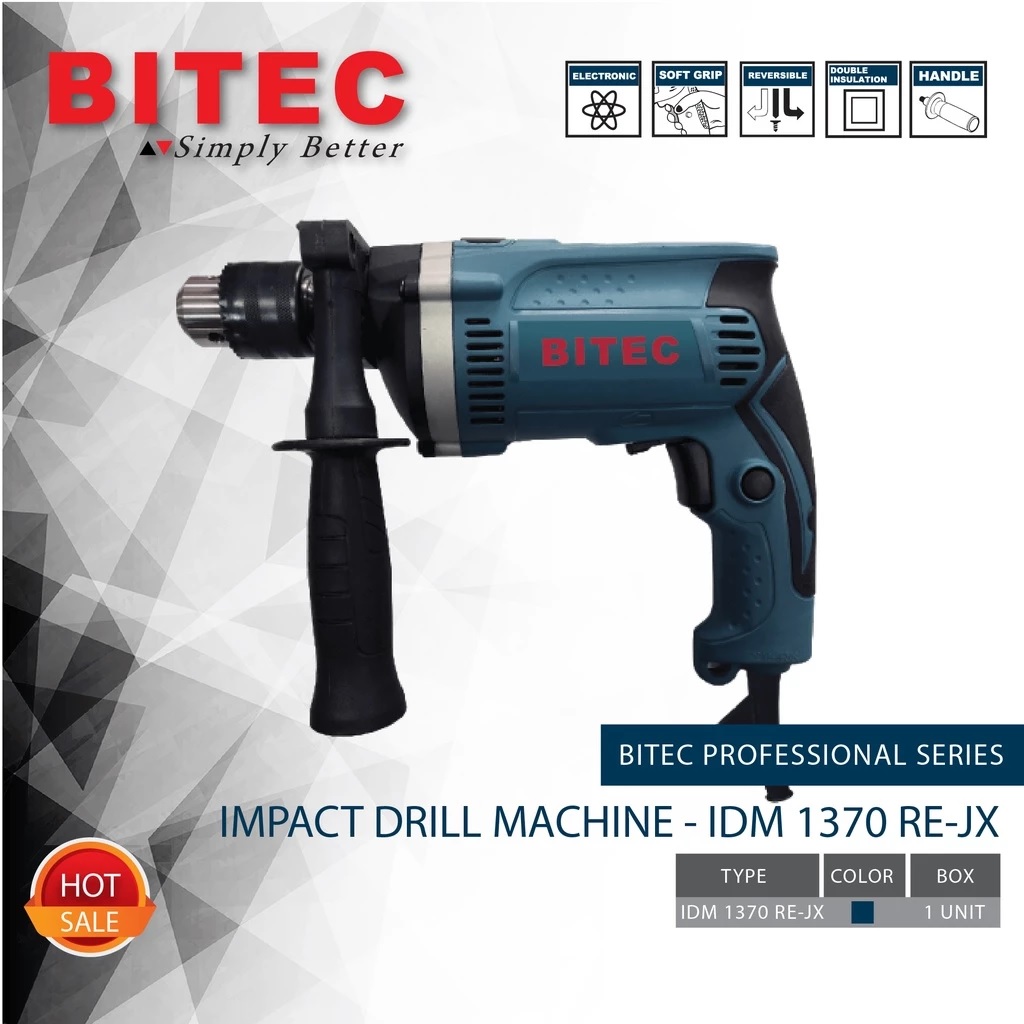 BITEC Mesin Bor Tangan Listrik Drill Machine 700W Bor Beton & Kayu IDM 1370 RE-JX