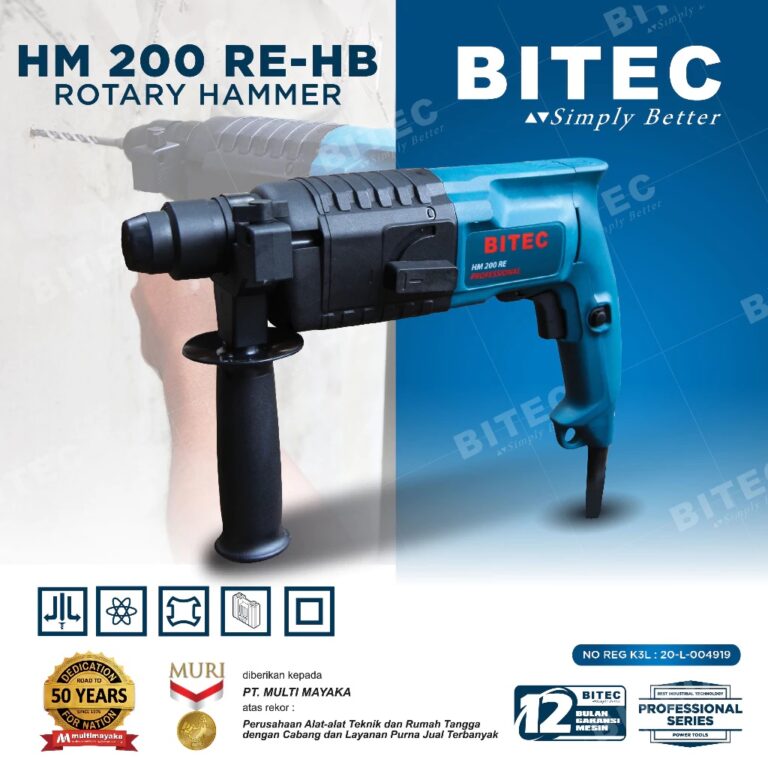 BITEC Rotary Hammer Bor Beton SDS Plus 550W Bonus Mata Bor Garansi Resmi 1 Tahun HM 200 RE-HB