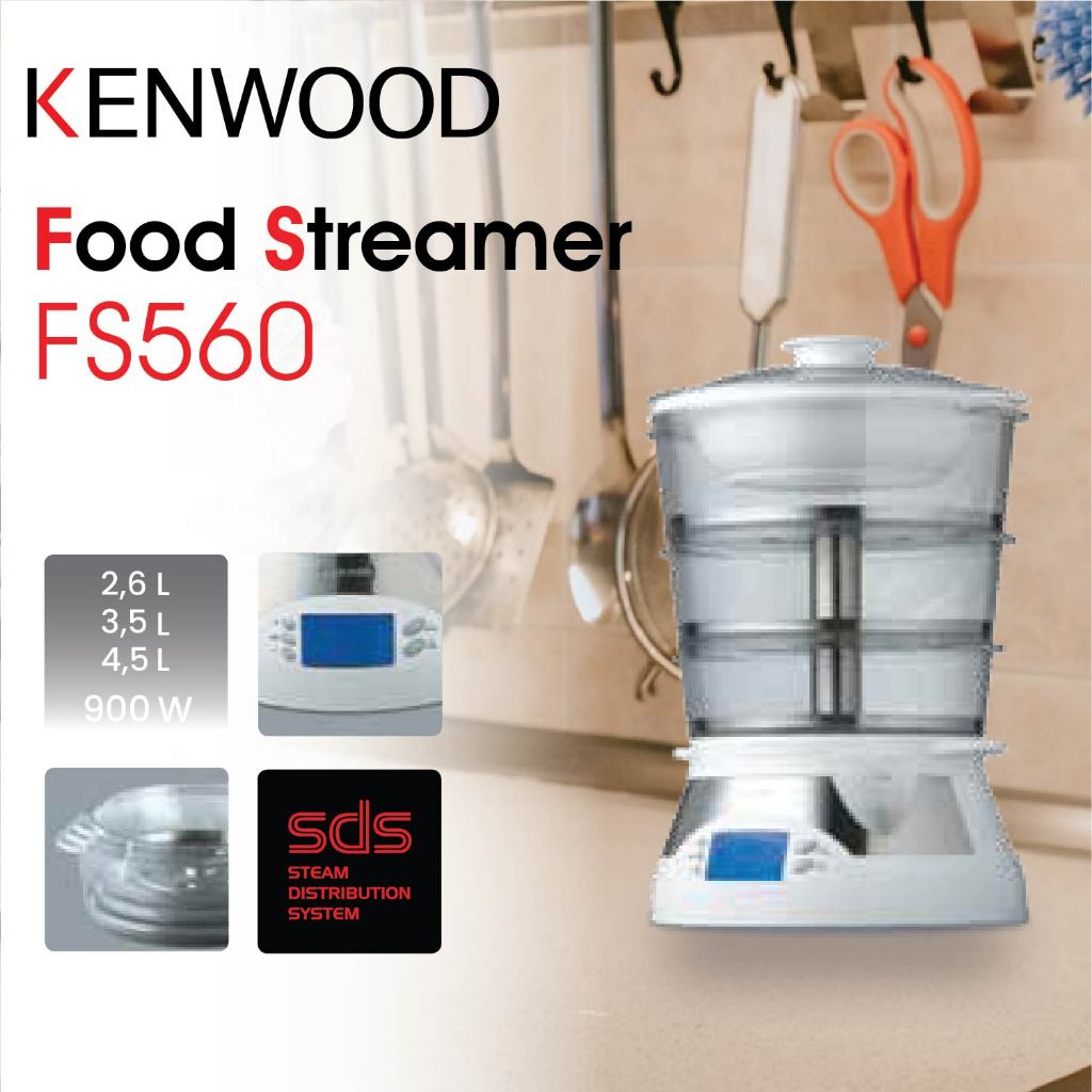 Kenwood Food Steamer Mesin Pengukus Makanan 3 Tingkat LCD 10.6L Garansi Resmi 1 Tahun FS560