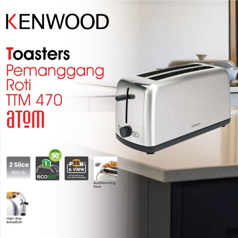 Kenwood Toaster Pemanggang Roti Panjang 2 Slot Stainless Steel Garansi Resmi 1 Tahun TTM 470