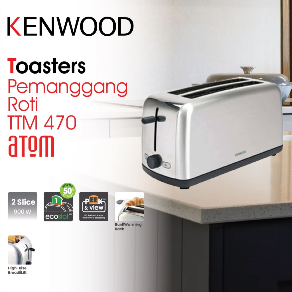 Kenwood Toaster Pemanggang Roti Panjang 2 Slot Stainless Steel Garansi Resmi 1 Tahun TTM 470