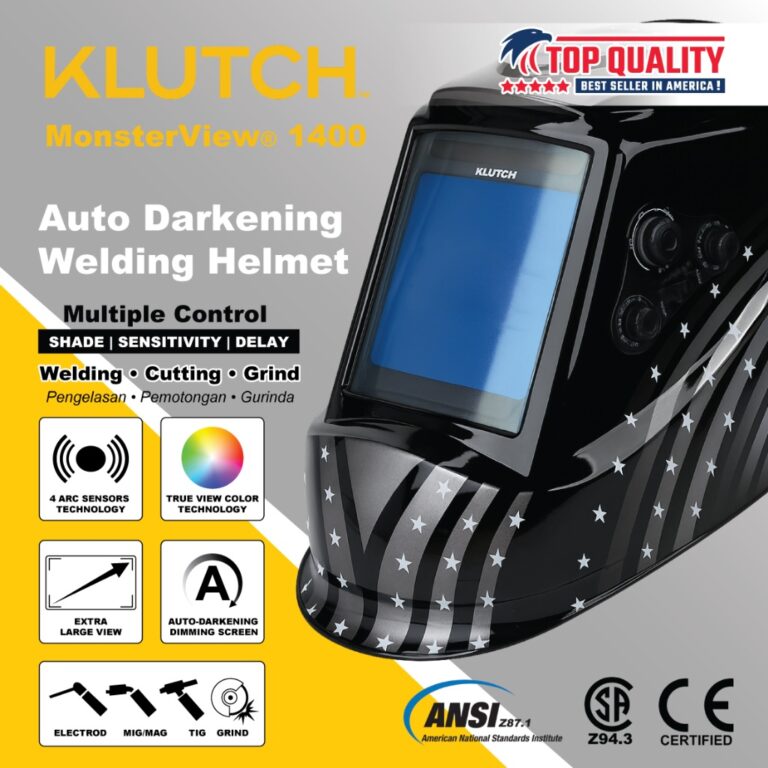 KLUTCH 1400 Helm Las Otomatis Auto Darkening Welding Helmet Topeng Kedok Lensa Lebar TIG MIG MMA Plasma