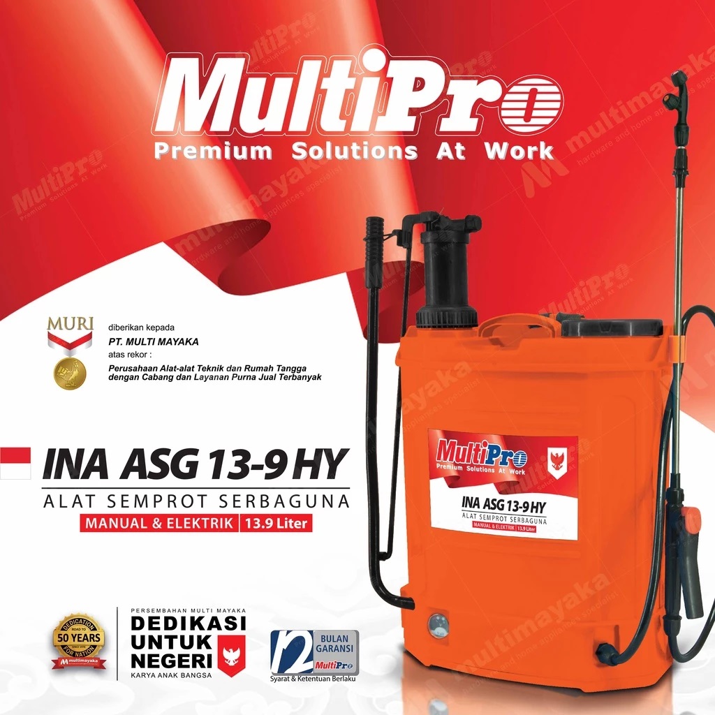 MULTIPRO - ALAT SEMPROT PUPUK, HAMA, DAN GULMA - INA ASG 13-80HY - GARANSI RESMI 1 THN