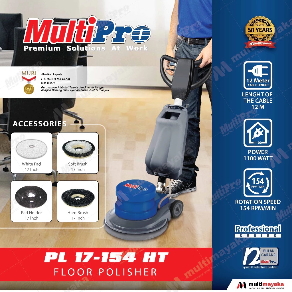 MULTIPRO - FLOOR POLISHER / PEMBERSIH LANTAI DENGAN 4 AKSESORIS - PL 17-154 HT - GARANSI RESMI 1 THN