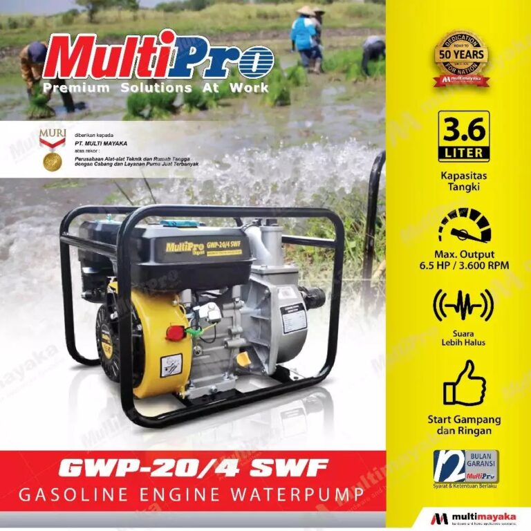 MULTIPRO - Gasoline Engine Waterpump Pompa Air dengan Engine Penggerak GWP-204 SWF