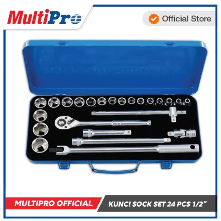 MULTIPRO - KUNCI SOCK SET 24 PCS 1/2" / SOCKET SET 24 PCS 1/2" DR 6PT /12 PT (TAIWAN) - GARANSI RESMI 1 TAHUN