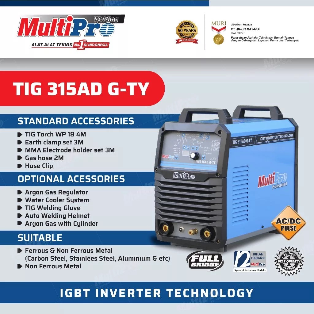MULTIPRO - MESIN LAS / WELDING MACHINE - TIG 315 AD G-TY - GARANSI RESMI 1 TAHUN