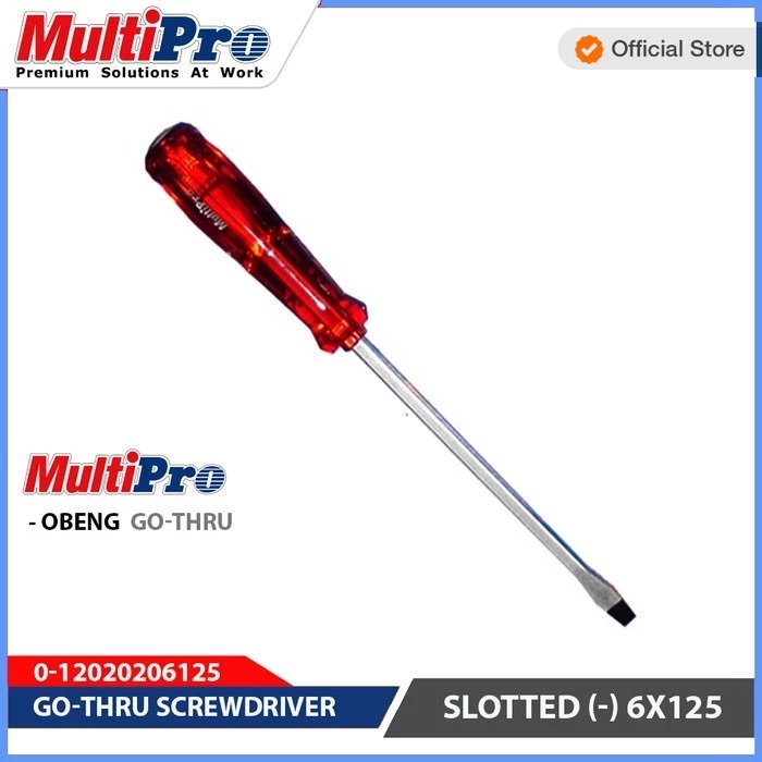 MULTIPRO - OBENG KETOK TEMBUS MINUS (GO-THRU SCREWDRIVER SLOTTED) (-) - GARANSI RESMI 1 TAHUN
