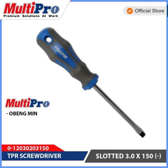 MULTIPRO - OBENG TPR MINUS (TPR SCREWDRIVER (-) SLOTTED) - GARANSI RESMI 1 TAHUN