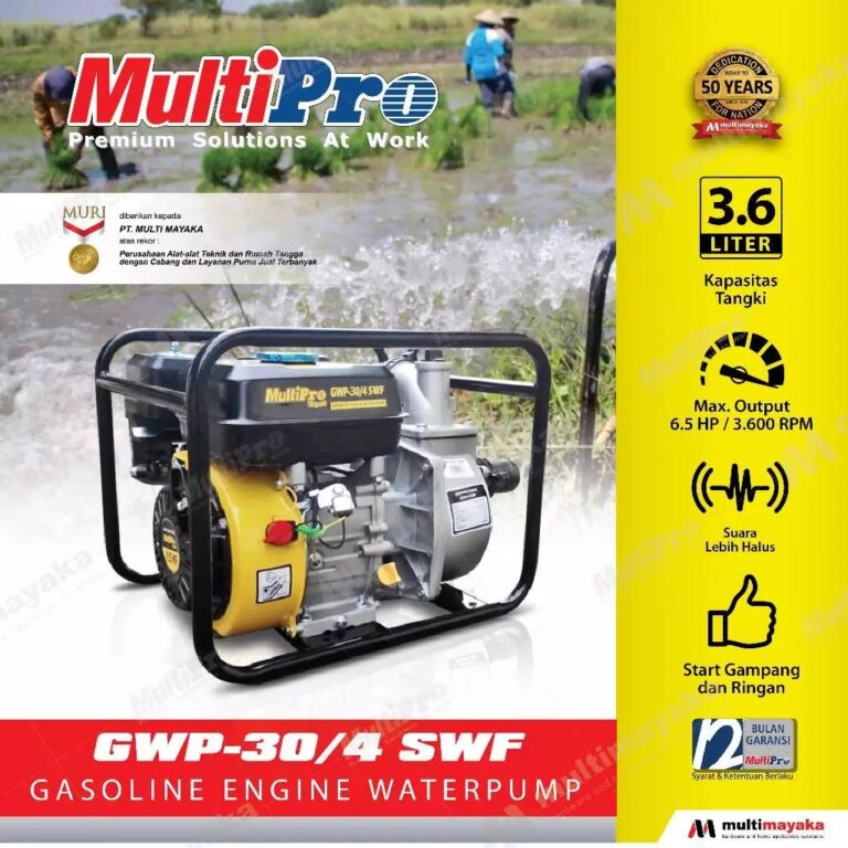 MULTIPRO - POMPA AIR DENGAN ENGINE PENGGERAK/GASOLINE ENGINE WATERPUMP - GWP 30/4 SWF – GRANSI 1 THN