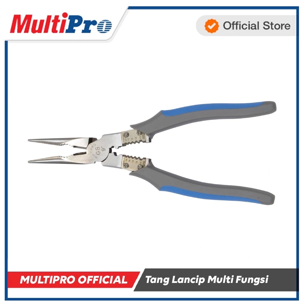 MULTIPRO - TANG LANCIP MULTI FUNGSI / LONG NOSE PLIERS MULTI PURPOSE 9" - GARANSI RESMI 1 TAHUN