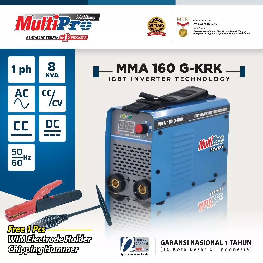 MultiPro Mesin Las Inverter 160A IGBT Welding Machine Las Listrik MMA 160 G-KRK 1 Tahun Garansi