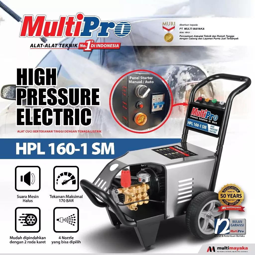 MultiPro Alat Cuci Bertekanan Tinggi Tenaga Listrik Bagus HPL 160-1 SM