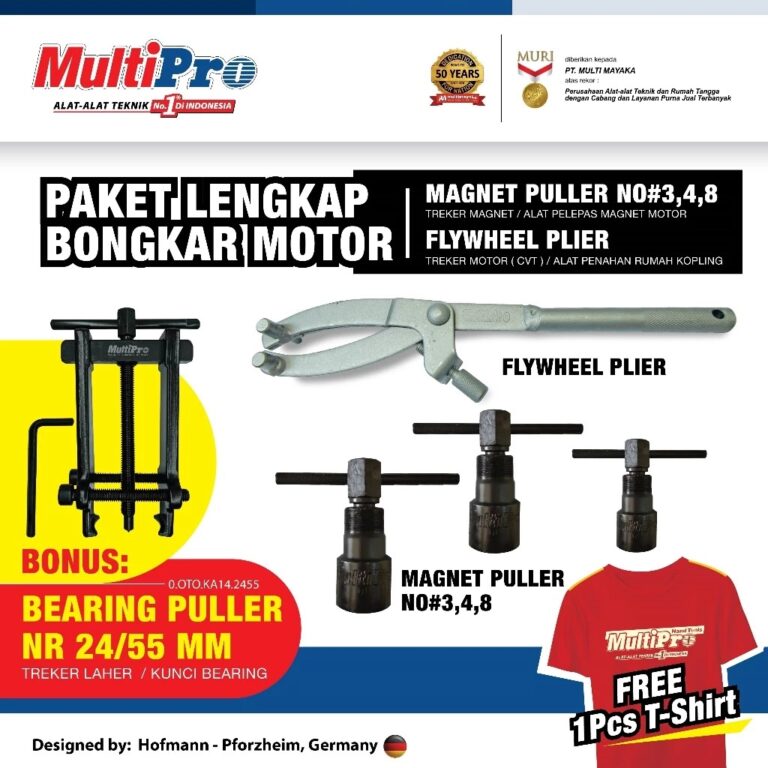 MultiPro Flywheel CVT Plier dan 3 Set Magnet Puller Bonus Bearing Puller Paket Lengkap Bongkar Motor