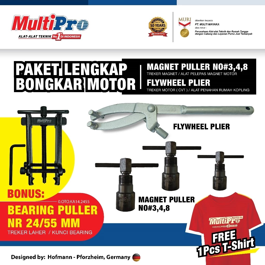 MultiPro Flywheel CVT Plier dan 3 Set Magnet Puller Bonus Bearing Puller Paket Lengkap Bongkar Motor