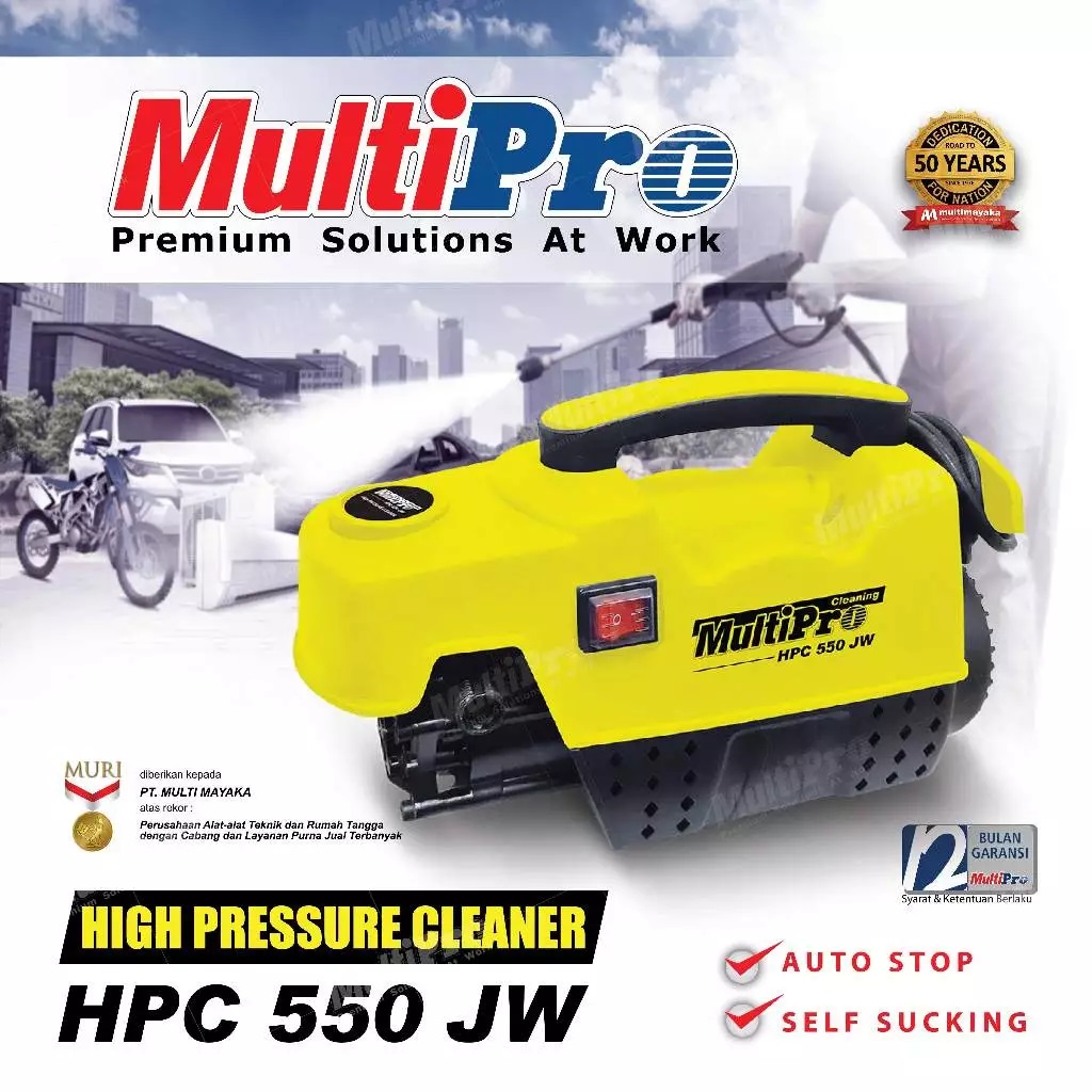 Multipro High Pressure Cleaning 550W Alat Cuci Kendaraan & AC Garansi 1 Tahun HPC 550 JW
