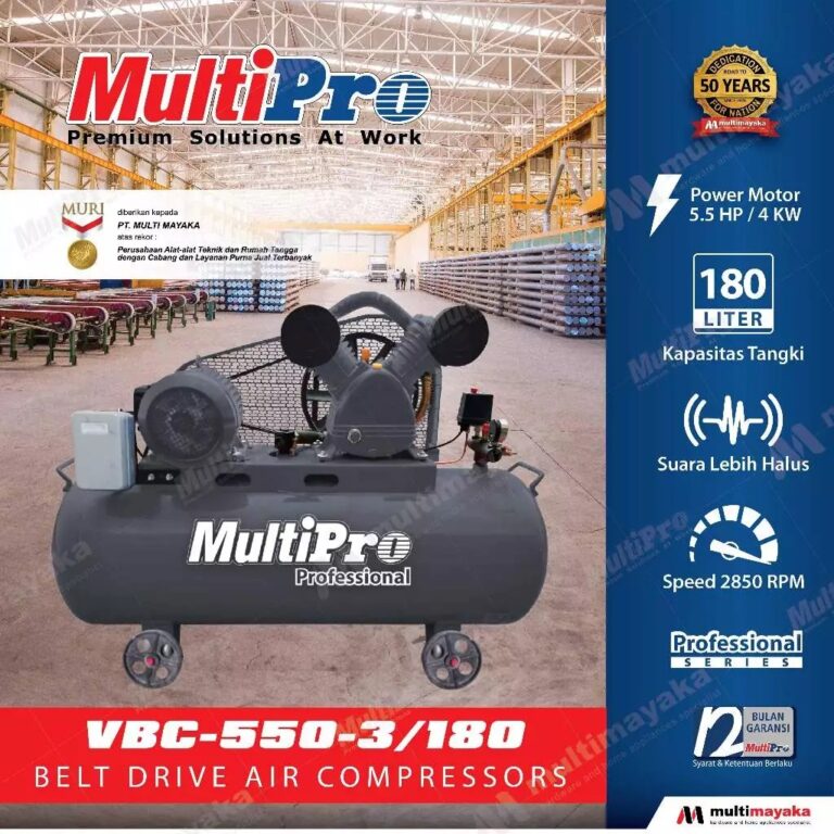 MultiPro Kompresor Angin 180 Liter | Air Compressor 10 Bar Belt Drive VBC 550-3/180 Garansi Resmi 1 Tahun