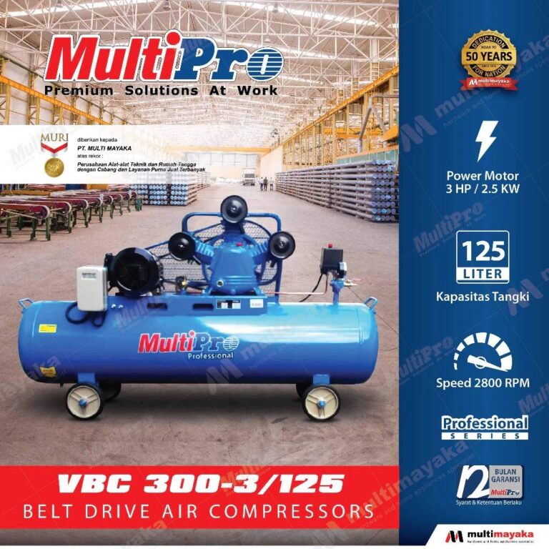 MultiPro Kompresor Angin Belt Drive Air Compressor Kapasitas 125 L VBC 300-3/125 Garansi Resmi 1 Tahun