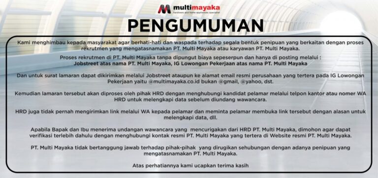Waspada Penipuan yang Mengatasnamakan PT Multimayaka