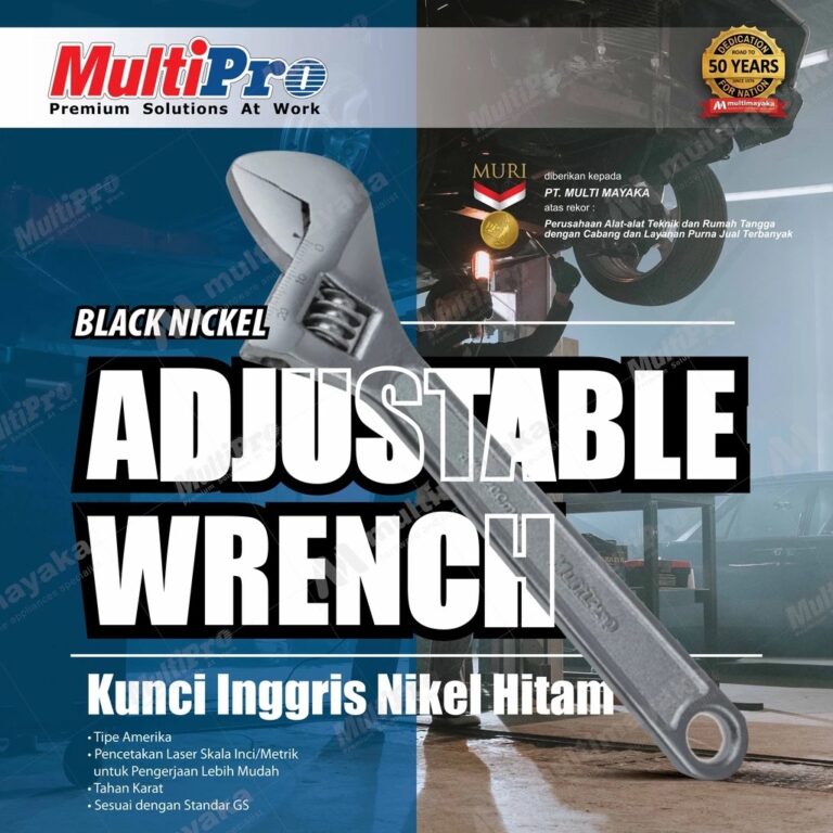 MULTIPRO - KUNCI INGGRIS - ADJUSTABLE WRENCH BLACK NICKLE (H) 15"-24" - GARANSI RESMI 1 TAHUN