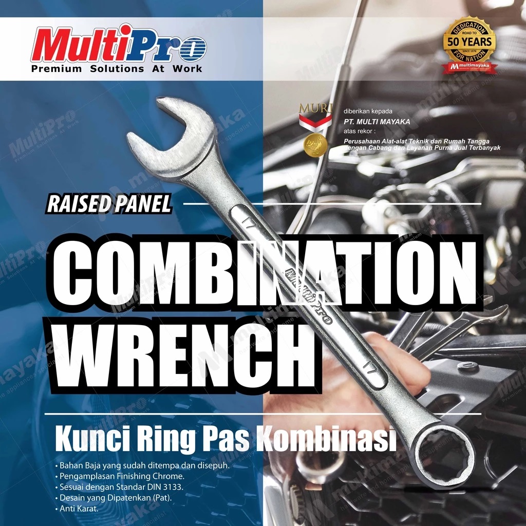 MULTIPRO - KUNCI RING PAS KOMBINASI / COMBINATION WRENCH (RAISED PANEL) - GARANSI RESMI 1 TAHUN