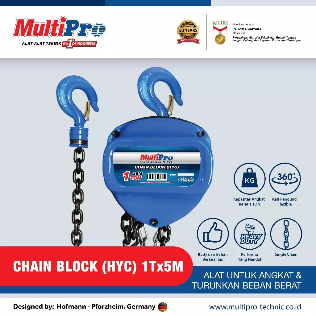 MultiPro - Chain Block HYC Series Takel Rantai Manual 1T-5T Chain Hoist Baja - Garansi 1 Tahun