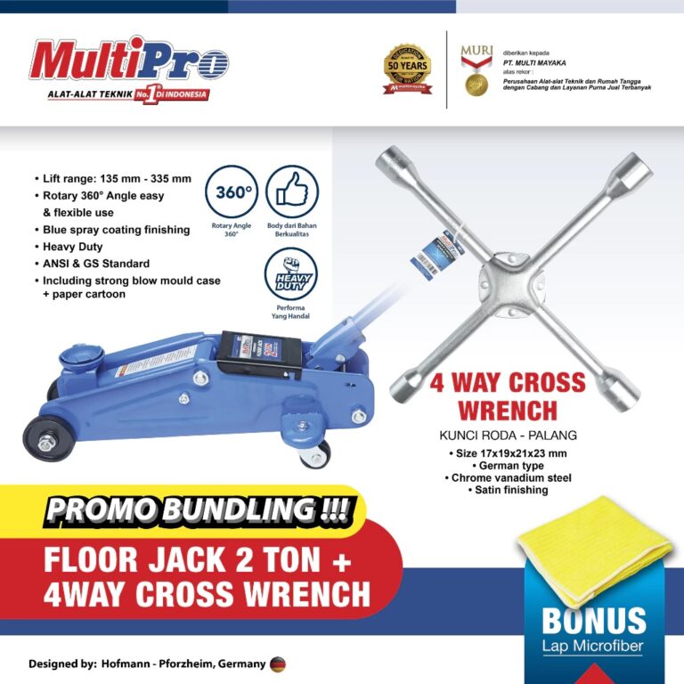 MultiPro - Dongkrak Buaya 2 Ton & Kunci Roda X Bundling Alat Ganti Ban Mobil Murah Berkualitas