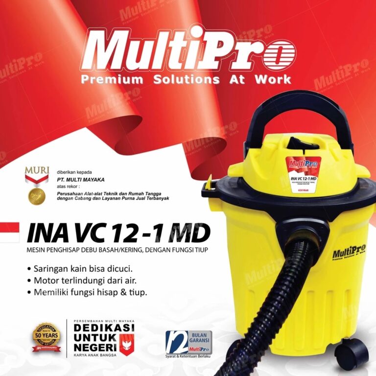 MultiPro Vacuum Cleaner INA VC 12-1 MD Penyedot Debu Basah Kering & Blower 3 in 1 Kapasitas 12L Garansi 1 Tahun