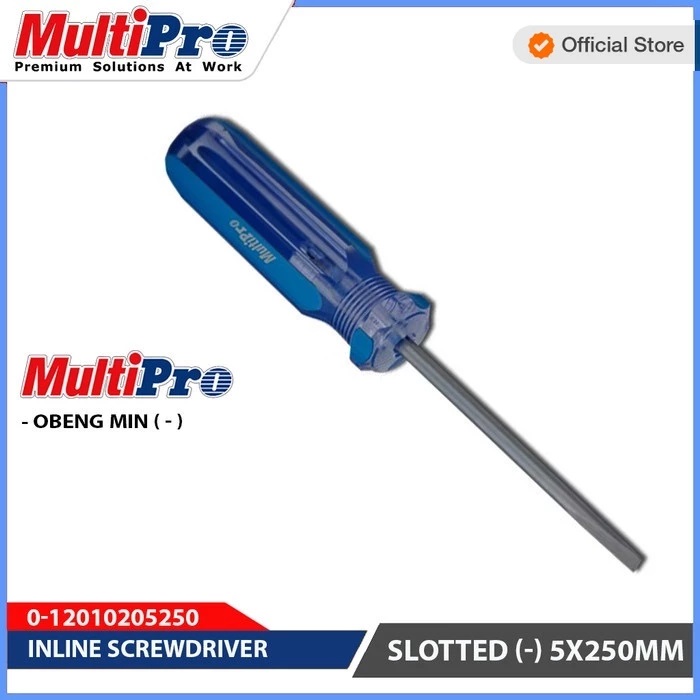 MULTIPRO - OBENG KRISTAL MINUS / INLINE SLOTTED SCREWDRIVER (-) - MAGNETIC TIP STAINLESS STEEL GAGANG TRANSPARAN - GARANSI 1 TAHUN