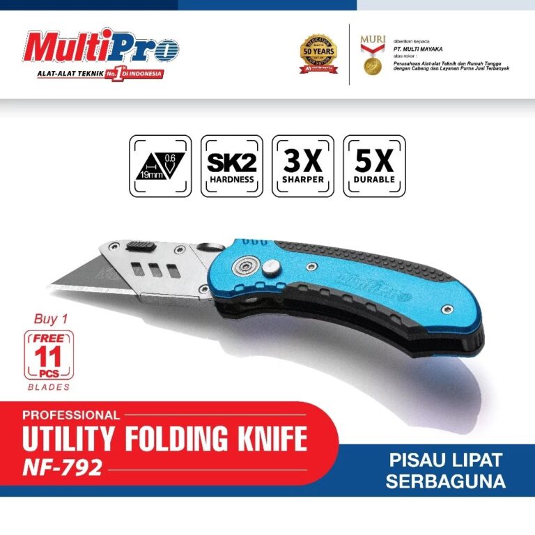MultiPro Utility Folding Knife Pisau Lipat Serbaguna Heavy Duty Cutter Bonus 11 Mata Pisau NF-792