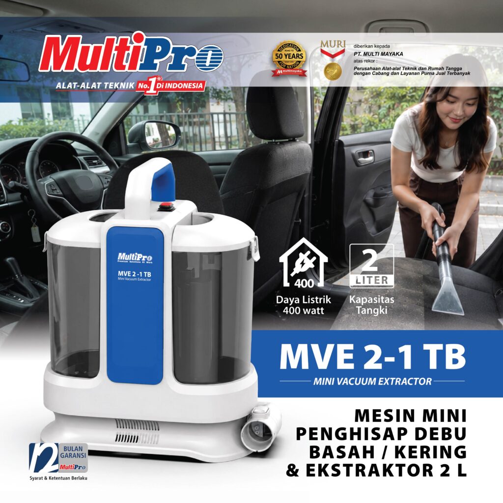 Multipro MVE 2-1 TB Penghisap Debu Basah/Kering Ekstraktor Mini 2 Liter Daya Listrik 400 Watt