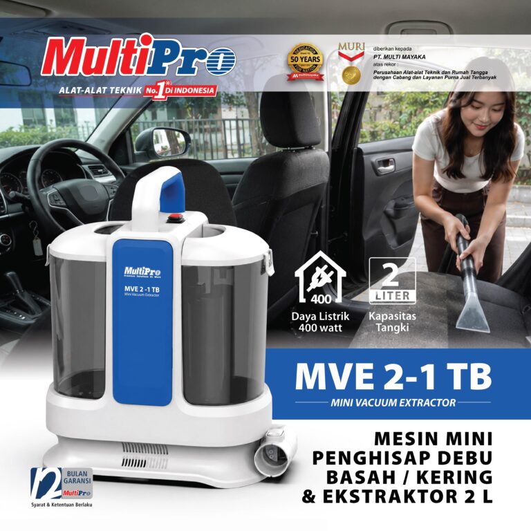 Multipro MVE 2-1 TB Penghisap Debu Basah/Kering Ekstraktor Mini 2 Liter Daya Listrik 400 Watt