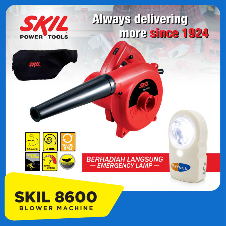 SKIL 8600 Blower 600W Mesin Blower Udara 16.000 RPM 7 Speed Dust Bag GRATIS Emergency Lamp Mayaka EL SC-01